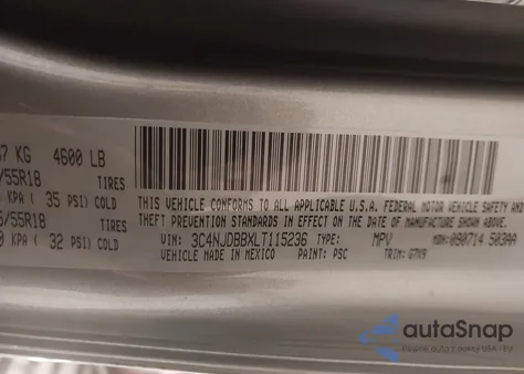 2020 Jeep Compass Altitude 4X4 from USA, damaged, VIN 3C4NJDBBXLT115236